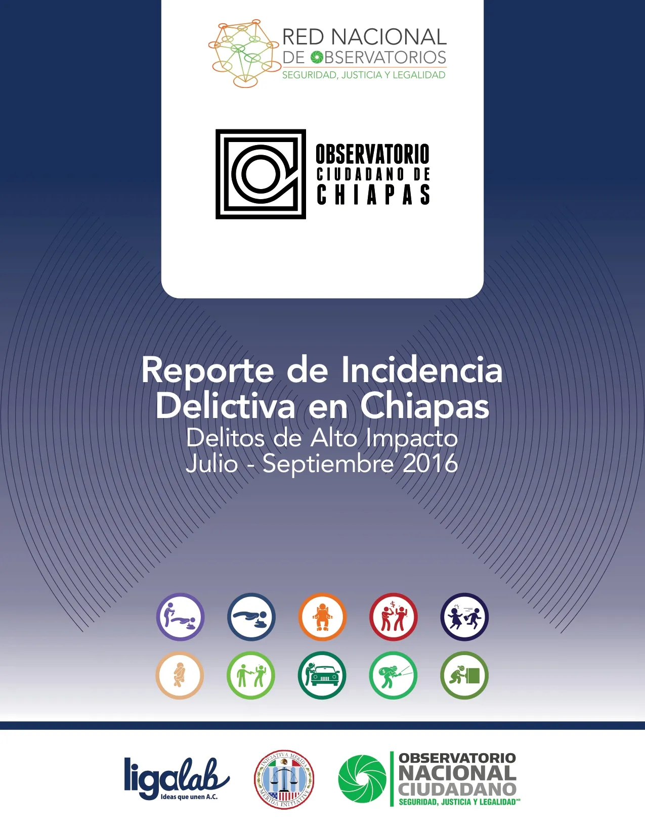 Portada de Reporte de Incidencia Delictiva en Chiapas Delitos de Alto Impacto  Julio - Septiembre 2016 
